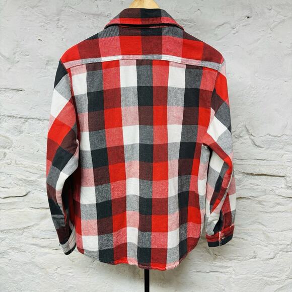 Vintage Five Brother Shirt Mens Medium Red Black Buffalo Plaid Flannel Made USA - Picture 7 of 7